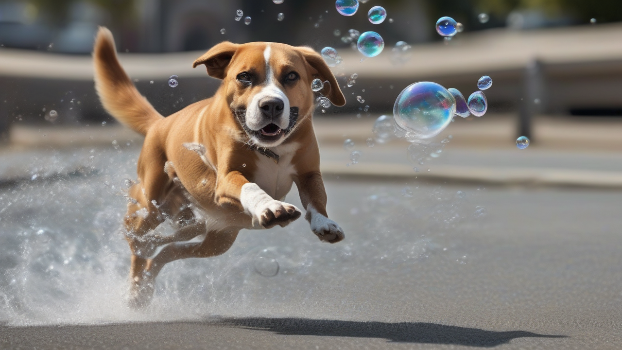 Dogs Chase Bubbles