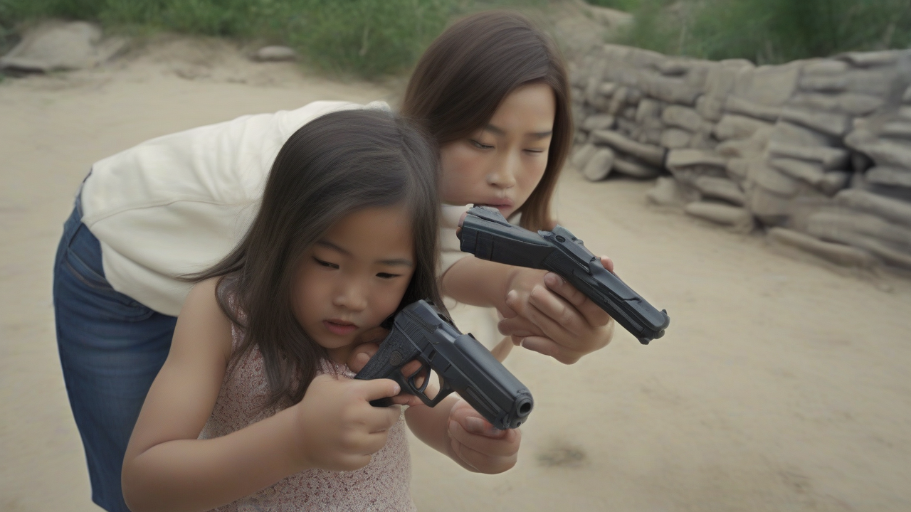 Kim Tests New Pistols With Daughter