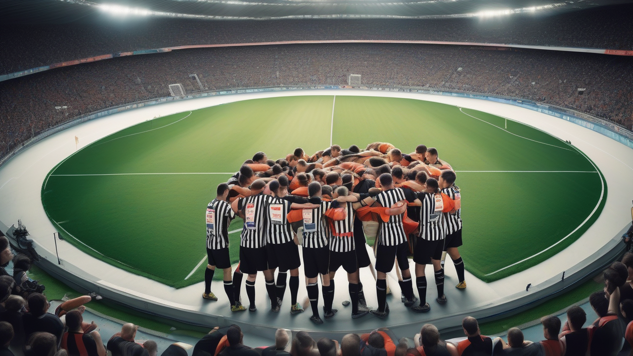 Referee Intervenes in Pre-Match Huddle